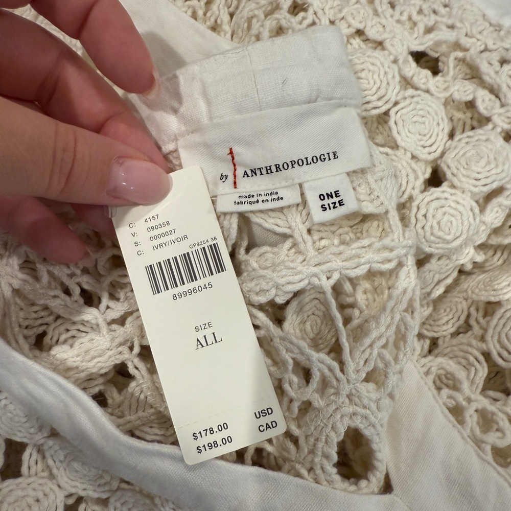 Women's White Crochet Swim Coverup Kaftan - Picture 2 of 3